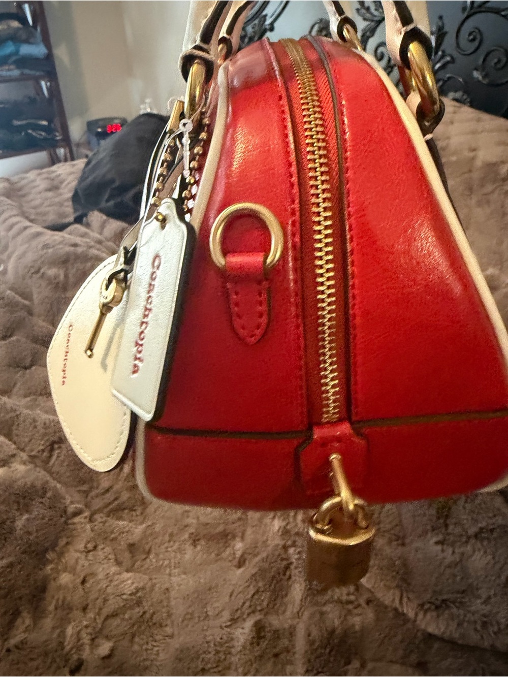 CoachtoTwo-Tone Red and White Mini Satchel - Picture 4 of 5